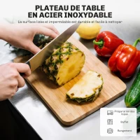 HOMCOM Dessert cuisine desserte à roulettes îlot central cuisine avec plateau en acier inox, étagère réglable, tiroir, porte-épices, porte-couteaux, 83,5 x 45,7 x 90,5 cm, noir(m-5)