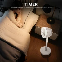 HOMCOM Ventilator de birou cu telecomandă și baterie reincarcabilă, alimentat prin USB, inclinație și înălțime reglabile, alb(m-3)