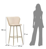 Mauro Ferretti Scaun De Bar Alaska -B- Crem Set 2 Bucăți Cm 55X58X106 (Înălțime Scaun Cm 77)(m-10)