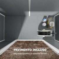 Outsunny Casetta da Giardino in Resina con Pavimento, 2 Porte con Blocco, Finestra, 2.4 x 1.3 m, Grigio(m-6)