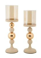 Mauro Ferretti Set 2 Suporturi Lumanare Crem Cm Ø10X32-10X34(m-1)