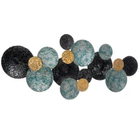 Decorațiune de perete 3D HOMCOM cu Cercuri 121 cm x 4 cm x 53 cm Metal Albastru Negru(m-6)