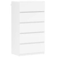 HOMCOM Comodă Sideboard Sertar, 5 sertare, 55 cm x 34 cm x 100 cm, Alb(m-7)