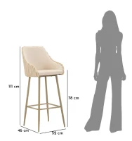 Mauro Ferretti Scaun De Bar Alaska -A- Set 2 Bucăți Cm 52X46X111 (Înălțime Șezut Cm 78)(m-10)