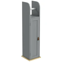 kleankin Dulap de baie suport hârtie igienică cu dulap și rafturi reglabile 20 x 20 x 80 cm gri(m-5)
