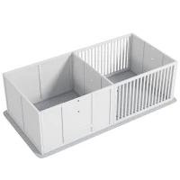 Pawhut Caixa de Parto para Cães e Filhotes Parque de Parto para Cães Porta de Altura Ajustável 166x80x50 cm Branco(m-1)