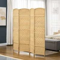 HOMCOM Paravan interior din lemn 4 panouri separator de cameră pliabil pentru sufragerie dormitor 180 x 180 cm lemn natural(m-2)