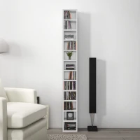 HOMCOM Depozite pentru CD-uri și DVD-uri cu 12 compartimente, capacitate maximă 204 CD-uri, 21 x 20 x 175 cm, alb(m-5)