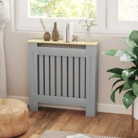 HOMCOM Cubier pentru Radiator din MDF pentru Living Dormitor Hol 78x19x83 cm Gri și Stejar(m-2)