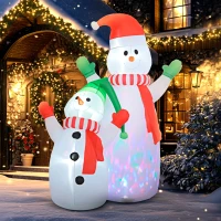Outsunny Boneco de Neve Inflável de Natal 240 cm Decoração Inflável de Natal com Luzes LED Branco(m-6)