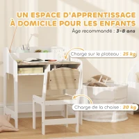 AIYAPLAY Set birou si scaun pentru copii 3-8 ani cu compartimente si rafturi deschise, efect lemn natural(m-4)