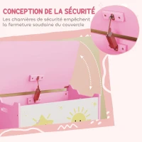 AIYAPLAY Coffre à jouets avec couvercle, coffre de rangement enfant avec charnières de sécurité, 60 x 37 x 39 cm, rose(m-5)