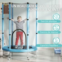 AIYAPLAY Trampolină pentru copii Ø140 cm, trampolină exterioară pentru copii 3-6 ani cu plasă de siguranță ușă cu fermoar bleu clair(m-3)