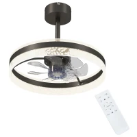 HOMCOM Ceiling Fan with LED Light and Remote - Black(m-10)