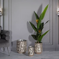 Mauro Ferretti Set 3 Vaze Finisaj Argintiu Cm Ø 35X38,5-27,5X33-18,5X26,3(m-6)