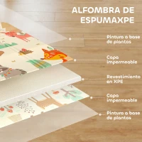 AIYAPLAY Alfombra Bebé Acolchada Plegable Reversible 196x176x1,5 cm Doble Cara Impermeable Multicolor(m-5)