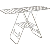 HOMCOM Estendal de Roupa Dobrável Estendal com Laterais Ajustáveis em 2 Níveis 148x60,5x98 cm Prata(m-1)