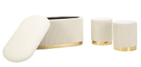 Mauro Ferretti Banca Cu Depozitare Și Taburet Shopy Crem Set 3 Bucăți Cm 80X37X42-29X33(m-6)
