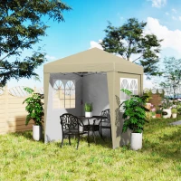 Outsunny Tenda de Jardim POP-UP Dobrável Ajustável em Altura Proteção UV 30+3 Paredes Laterais Beg(m-4)