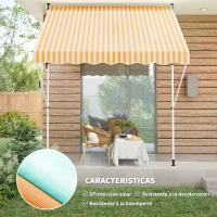 Outsunny Toldo Manual Retráctil 300x150x170-280 cm con Altura Ajustable Manivela y Protección Solar para Terraza Naranja(m-4)
