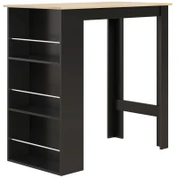 HOMCOM Tavolo Alto da Bar con 3 Ripiani, Struttura in Legno, Stile Moderno 112x57x106 cm Nero e Naturale(m-1)