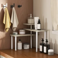 HOMCOM Estante de Cozinha de 3 Níveis Estante de Cozinha com 3 Prateleiras Giratórias Estrutura de Metal e Design em Degraus 40x18x36,5 cm Madeira(m-8)