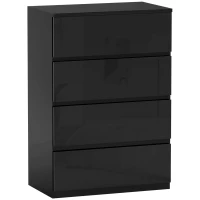 HOMCOM Comodă cu 4 sertare Comodă de stil modern pentru dormitor intrare living 55x34x80 cm Negru(m-7)