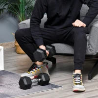 HOMCOM Set de gantere scurte hexagonale total 16 kg - antrenament de culturism & halterofilie - metal cauciuc negru(m-2)