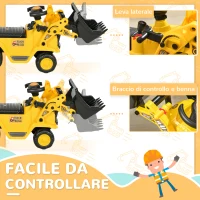 HOMCOM Escavatore per Bambini con Benna e Spazio Contenitore a Scomparsa, in PP e ABS, 80x26.5x39 cm, Giallo e Nero(m-5)