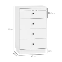 HOMCOM Sertar șifonier cu 7 sertare dulap din material lemnoas în stil modern 47 x 29 x 75 cm Alb(m-3)