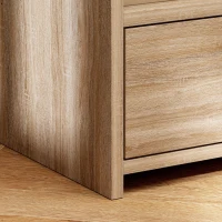 HOMCOM Masa Laterală, Masă de Noapte cu depozitare, Placaj, antiderapantă, modernă, Lemn natural(m-3)