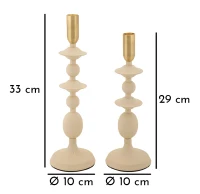 Mauro Ferretti Set Suport Lumanare Gemini Crem 2 Bucăți Cm Ø10X29-10X31(m-5)