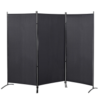 HOMCOM Biombo 3 Painéis 2,53x0,5x1,82 m Loja Lateral Quebra-Sol Biombo com Suporte Metálico Poliéster