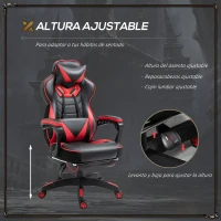 Vinsetto Cadeira de escritorio gaming ergonômica Altura Ajustável reclinável com apoio para pés Vermelho e Preto(m-5)