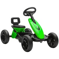 AIYAPLAY Kart cu pedale pentru copii, karting pentru copii între 2 și 5 ani cu roți EVA silentioase, înainte și înapoi, verde(m-1)