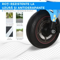 HOMCOM Motocicletă pentru Copii 18-36 Luni cu 3 Roți, Muzică și Faruri, 74x39x48 cm, Albastru Deschis(m-5)
