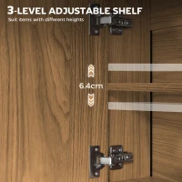 HOMCOM Bathroom Mirror Cabinet with Soft-Close Doors and Adjustable Shelf - Natural Wood Finish(m-6)