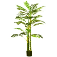 HOMCOM Palmier areca artificiel arbre artificiel hauteur 190 cm cu 30 de frunze mari din plastic și ghiveci inclus(m-6)
