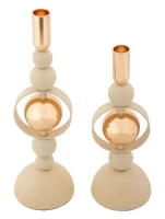 Mauro Ferretti Set Suport Lumânare Saturn Crem 2 Bucăți Cm Ø10X27-10X31(m-2)