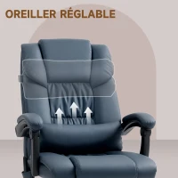 Vinsetto Fauteuil de bureau massant, repose-pied, hauteur réglable, dossier inclinable, télécommande filaire, 66x75x122cm, bleu(m-7)