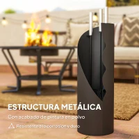 Outsunny Juego de Utensilios para Chimenea de 4 Piezas de Metal con Escoba Pala Atizador y Cubo 20x20x65 cm Plateado(m-5)