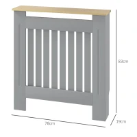 HOMCOM Cubier pentru Radiator din MDF pentru Living Dormitor Hol 78x19x83 cm Gri și Stejar(m-3)