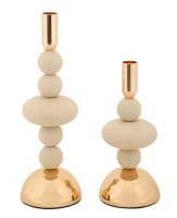 Mauro Ferretti Set Suport Lumanare Galaxy Crem 2 Bucati Cm Ø10X22-10X28(m-1)