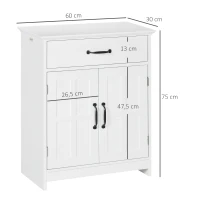 kleankin Mobilier baie, dulap baie pe picior cu două uși, sertar și raft reglabil, 60x30x75 cm, alb(m-3)