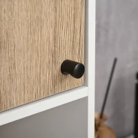 kleankin Coloană de Baie cu 6 Compartimente pentru Duș Toaletă Dormitor Stil Modern 31,5x30x169 cm Alb și Lemn de Stejar(m-3)