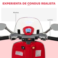 HOMCOM Motocicletă Electrică pentru Copii 3+ Ani, Motocicletă Jucărie din PP și Oțel cu 2 Roți Suplimentare, 108x49x75 cm, Roșie(m-5)