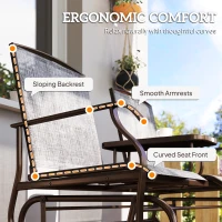 Outsunny Metaal tuinbank schommelstoel tuinstoel 2-zits met tafel schommel bruin(m-8)