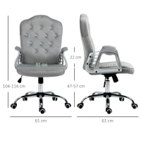 Vinsetto Velvet-Feel Work Chair, with Diamante Back - Grey(m-3)