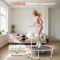 SPORTNOW 40" Fitness Trampoline, Mini Rebounder Trampoline for Adults with 5-Level Adjustable Handle, Indoor Exercise Bungee Rebounder, Max Load 100KG, Pink(m-5)