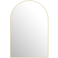 HOMCOM Oglindă murală arcuită oglindă de baie cu cadru din aliaj de aluminiu pentru dormitor living intrare 60 × 90 cm aur(m-7)